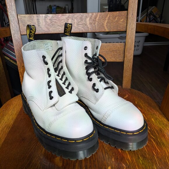 custom white leather platform doc Martens - Picture 1 of 3